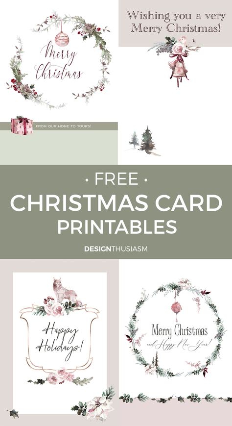 Looking for a convenient way to create holiday cards? Try these free printable Christmas cards, save money and print as many as you like. Free Printable Christmas Cards, Happy Merry Christmas, Holiday Printables, Free Christmas Printables, Floral Printables, Printable Christmas Cards, Diy Christmas Cards, Merry Christmas Card, Very Merry Christmas