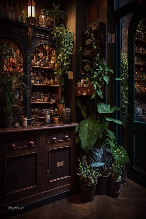 Apothecary Background, Dark Cottagecore House Interior, Chinese Cocktail, Dark Cottagecore House, Dark Cottage Core, Apothecary Decor, Witch Room, Cottagecore Home, Witch Cottage