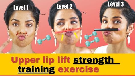 Blush with me-Parmita photography - 1 Lip Exercise 3 Levels of Weight Training your Upper Lip Area Lips Exercise, Face Excercise, Get Bigger Lips, Asymmetrical Face, Bigger Lips, Yoga Face, Sagging Cheeks, Slim Face, Upper Lip Hair