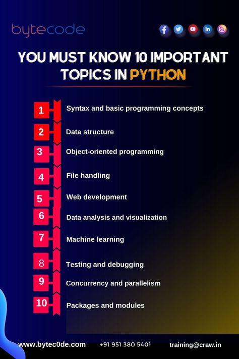 Learn a Python Programming course from the best institute, Bytecode Security, which gives you 100% job placement assistance after making you an expert in the Python field. We provide you with well-experienced trainers and full support. We Focus on the quality study. Python Roadmap For Beginners, How To Learn Python, How To Learn Python For Beginners, Python Basics For Beginners, Learning Python For Beginners, Python Syllabus, Python Roadmap, Python Language, Coding Tips