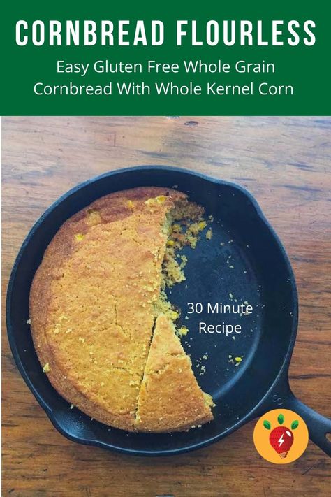 Cornbread Flourless, shown in a cast iron skillet, is gluten free. Flourless Cornbread, Flourless Cornbread Recipe, Best Gluten Free Cornbread, Gluten Free Cornbread Recipe, Old Fashioned Cornbread, Cheesy Cornbread, Inflammation Diet Recipes, Dairy Free Bread, Cornbread Recipe Sweet