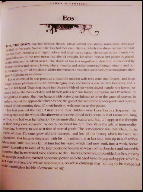 Eos Goddess Of Dawn, Goddess Eos, Eos Goddess, Goddess Of Dawn, Percy Jackson Cabins, Witch Stuff, Tarot Spreads, Her Brother, Greek Mythology