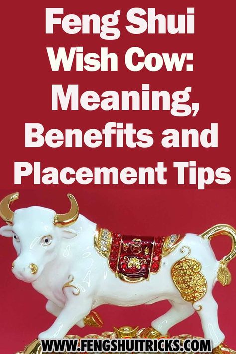 In the world of Feng Shui wish cow is a very important symbol of plenty, happiness, and success. This lucky figurine has deep roots in ancient Chinese culture and is still highly valued in modern Feng Shui. It is thought to bring good luck and grant wishes. Read here to know what the wish-fulfilling cow means, how it can be used, its benefits, the right place to put it, and other ways to help. Kamdhenu Cow Vastu Tips, Feng Shui Tips Good Energy, Feng Shui Turtle, Chinese Coins Feng Shui, Bagua Map Feng Shui Crystals, Wealth Corner, Feng Shui Symbols, Feng Shui Rules, Feng Shui Items