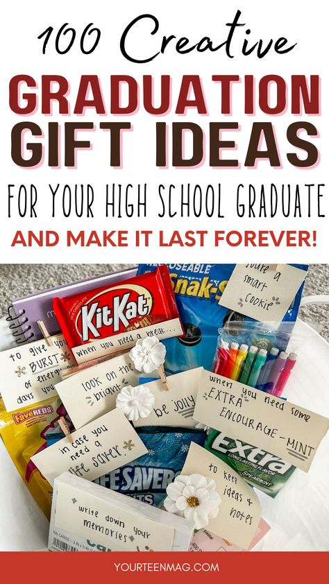 Need the perfect gift to celebrate your high school graduate’s big achievement? Check out these 100 creative graduation gift ideas that are sure to make a lasting impression! From DIY graduation gifts for high school to thoughtful college gift baskets, you’ll find the best presents for every grad. Don’t forget the graduation lei ideas and graduation gift ideas for boys to really stand out. Plus, discover fun grad party ideas and unique graduation centerpiece ideas to make their celebration unforgettable. Head over to the blog for all the inspiration you need! Save this for later! 5th Grade Continuation Gift Ideas, Gifts For Graduation High Schools, Senior Grad Gift Ideas, High School Graduation Gifts For Her, Boy Graduation Party Ideas High School, High School Senior Gift Ideas, High School Graduation Gift Ideas Boys, Senior Gift Ideas High School Sports, Boy Graduation Gifts