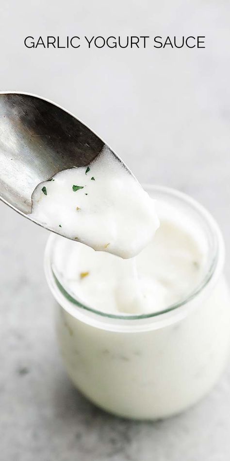 This tasty Garlic Yogurt sauce recipe adds a punch of flavor with its tangy, garlicky, combination making it perfect for dishes such as kibbeh. Yoghurt Garlic Sauce, Arabic Yogurt Sauce, Yoghurt Sauce Recipe, Whipped Greek Yogurt, Donair Sauce, Yogurt Sauce Recipe, Garlic Yogurt Sauce, Garlic Yogurt, Whipped Yogurt