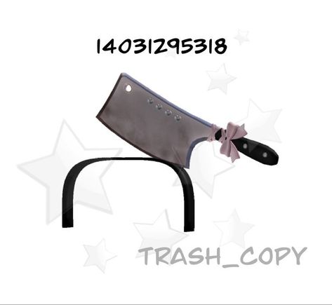 Roblox Cute Accessories, Knife Headband, Roblox Accessories, Shein Codes, Codes Bloxburg, Roblox Items, Emo Accessories, Emo Roblox, Cleaver Knife