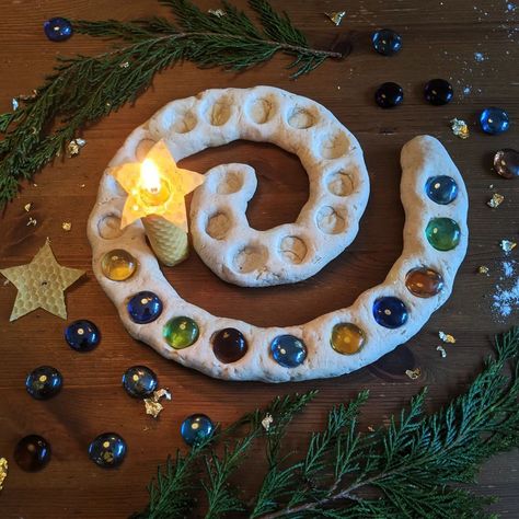 Gunna Ydri | This morning we made an advent salt dough spiral. My youngest daughter H is really interested in numbers at the moment, so I thought it... | Instagram Advent Spiral, Youngest Daughter, Salt Dough, Winter Solstice, Yule, Advent, Dough, Things To Think About, Salt