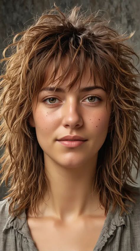 Shaggy Hair Medium Long Shag, Choppy Rocker Hair, Shaggy Rocker Hair, Shag For Round Faces, Shaggy Haircuts For Round Faces, Shag Hair Styles, How To Style Shag Haircut, How To Style Shaggy Hair, Hair Styles For Layered Hair Easy