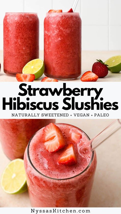 Strawberry Hibiscus Tea, Hibiscus Matcha, Strawberry Hibiscus, Healthy Summer Drinks, Lemonade Smoothie, Tropical Smoothie Cafe, Ice Drink, Autoimmune Paleo Recipes, Frozen Drink