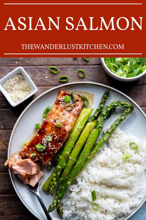 Salmon With Hoisin Sauce Recipe, Hoisin Glazed Salmon, Salmon In Soy Sauce, Asian Style Salmon, Baked Salmon Asian Style, Asian Glaze, Asian Salmon Recipes, Asian Salmon, Raw Salmon