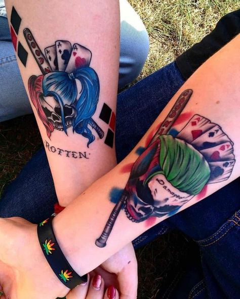 Tattoos For Women Shoulder, Minimalist Tattoos For Women, Joker And Harley Tattoo, Him And Her Tattoos, Harley Tattoos, Maching Tattoos, Joker Tattoo Design, Harley Quinn Tattoo, Der Joker