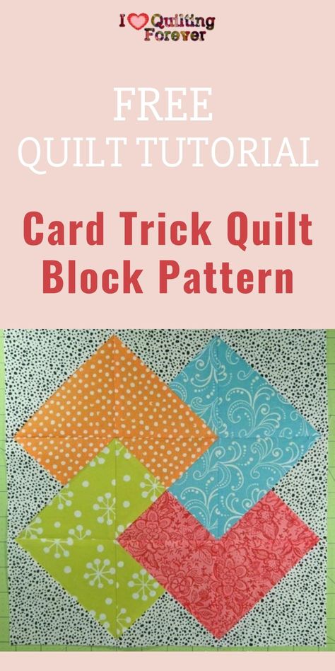 Card Trick Quilt Pattern Free Printable, Card Trick Quilt Block Free Pattern, Card Quilt Pattern, Card Trick Quilt Block, 10.5 Inch Quilt Blocks Free, Card Trick Quilt, Card Trick Quilts, Card Trick Quilt Pattern, Free Quilt Block Patterns Printables