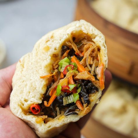 Bao Buns Recipe Vegan, Vegan Bao Buns Recipe, Vegan Char Siu Bao, Vegan Bao Bun Filling, Vegetarian Steamed Buns, Steamed Bao Buns, Steamed Bao, Couples Recipes, Bao Buns