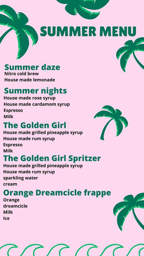 Golden Girls House, Pineapple Syrup, Nitro Cold Brew, Summer Menu, Grilled Pineapple, Golden Girl, Sparkling Water, Golden Girls, House Made