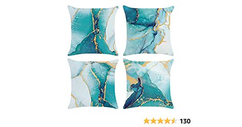 Bonhause Turquoise Marble Cushion Covers 45 x 45 cm Set of 4 Teal Gold Abstract Art Modern Decorative Throw Pillow Covers Soft Velvet Pillowcases for Sofa Couch Outdoor Home Decor : Amazon.co.uk: Home & Kitchen Turquoise Marble, Marble Pillow, Modern Decorative Pillows, Outdoor Cushion Covers, Bantal Sofa, Cat Air, 16x16 Pillow Cover, Decorative Cushion Covers, Decorative Throw Pillow Covers