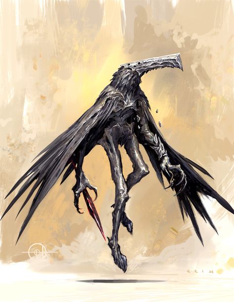 Crow, Erik Nilsson on ArtStation at https://www.artstation.com/artwork/lVgPEO Bird Demon, Bird Monster, Crow Demon, Bird Creature, Scary Birds, Brutal Legend, Monster Ideas, Macabre Art, 다크 판타지