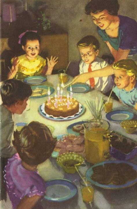 Vintage Birthday Parties, Vintage Housewife, Vintage Birthday Cards, Ladybird Books, Images Vintage, Illustration Vintage, Vintage Birthday, Vintage Life, Childrens Illustrations