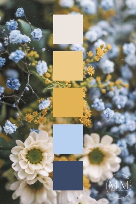 Yellow Blue White Color Scheme, Blue And Yellow Colour Scheme, Blue And Yellow Color Palette Hex Codes, Gray And Yellow Color Palette, June Color Scheme, Mustard Gold Color Palette, Blue White Yellow Color Palette, Forget Me Not Color Palette, What Colors Go With Gold