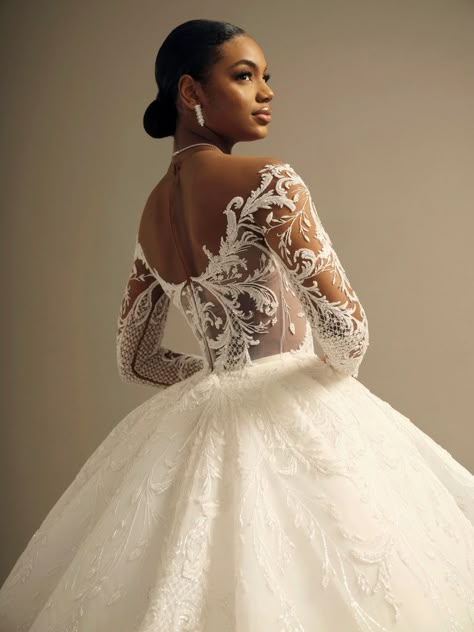 Wedding Dress With Sleeves Black Women, Long Sleeve Lace Wedding Dress Black Women, Illusion Mesh Wedding Dress, Wedding Dresses For Black Women Brides, Princess Wedding Dresses Black Women, Ballgown Wedding Dress Black Woman, Wedding Dresses Black Women Ball Gown, Black Women In Wedding Dresses, Black Woman Wedding Dress