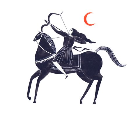 Horse, rider and archer by illustrator Fran Murphy. Archer On Horse, Archer Illustration, Horse Rider, Design Graphique, Illustration Inspiration, Illustrator, Horses, Tattoos, Animals