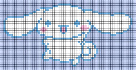 Alpha pattern #117206 variation #214176 Cinnamoroll Cross Stitch Pattern, Sanrio Knitting Pattern, Cinnamoroll Grid Pattern, Cinnamoroll Cross Stitch, Cinnamoroll Perler, Sanrio Alpha Pattern, Cinnamoroll Pattern, Cinnamon Roll Sanrio, Sanrio Pattern