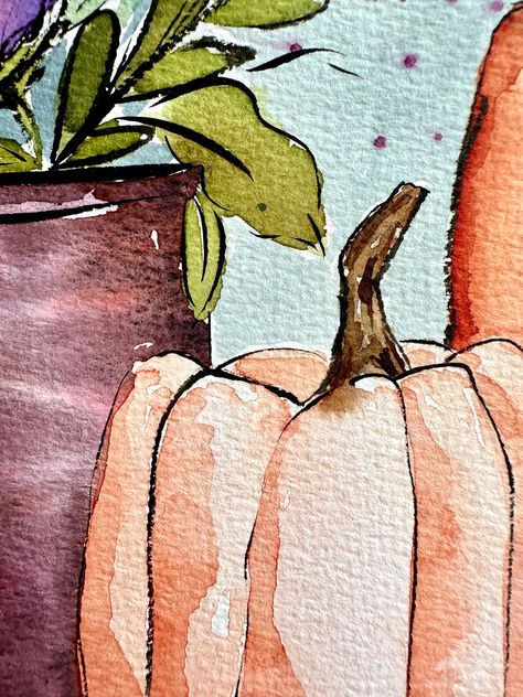 Original Fall Floral Pumpkin Watercolor Painting 9x12 Inches hello Pumpkin This is Not a Print, - Etsy Pumpkin Painting Watercolor, Watercolor Pumpkin Art, Pumpkin Watercolor Painting, Watercolor Pumpkin, Pumpkin Watercolor, Fall Watercolor Cards, Watercolor Pumpkins, Watercolor Paintings Easy, Fall Watercolor