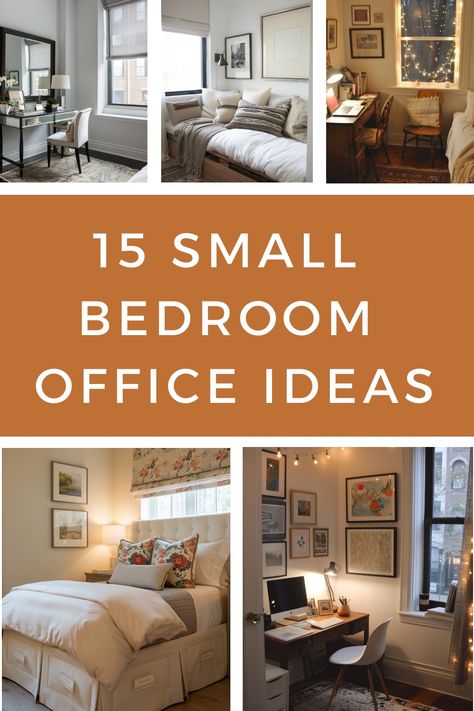 Ideas and tips to create the perfect small bedroom office. Office In The Bedroom Ideas, Bedroom And Office Layout, Turn Bedroom Into Office, Small Bedroom Office Layout, Spare Room Office Combo, Small Guest Bedroom Office Combo, Small Office Bedroom Combo, Spare Bedroom Office Combo, Office And Bedroom Combo