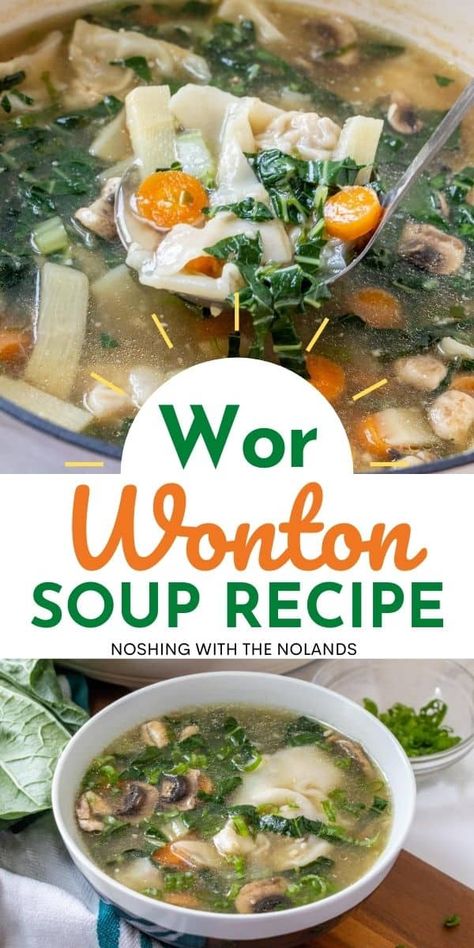 Wor Wonton Soup Recipe, Wonton Filling Recipes, Wonton Soup Broth, Soups Fall, Wor Wonton Soup, Won Ton Soup, Easy Delicious Dinner Recipes, Wonton Soup Recipe, Cream Soups