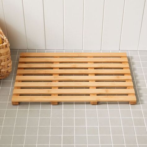 Wood Bath Mats, Bamboo Bathroom Accessories, Bamboo Bath Mat, Apartment Wishlist, Cute Bath Mats, Wood Bath, Bamboo Bathroom, Bathroom Idea, Bathroom Spa