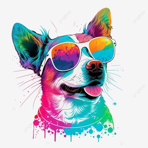 Dog Wearing Sunglasses, Sunglasses Colorful, Love Your Pet Day, Sublimacion Ideas, Dog Pop Art, Cat Background, Animal Portraits Art, Pet Businesses, Spaniel Puppies