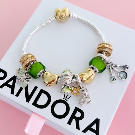 ✨I love The Princess and the Frog with the new Be Love 💛 charms ✨💚 #pandora #pandorabracelet #disney #pandoracharms #pandorajewelry #theofficialpandora #belove Pandora Princess Bracelet, Princess And The Frog Charm Bracelet, Princess Tiana Pandora Bracelet, Pandora Princess And The Frog, Princess And The Frog Pandora Bracelet, Princess And The Frog Bracelet, Pandora Charms Disney Princess, Disney Pandora Bracelet, Pandora Princess