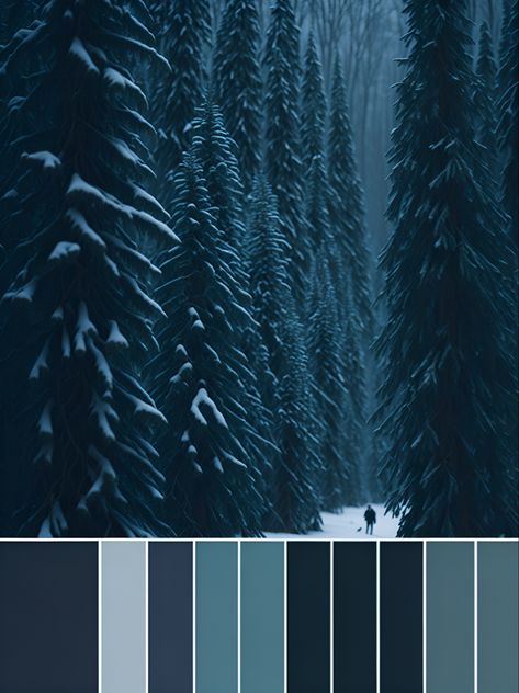 Band Aesthetic, Christmas Color Palette, Winter Color Palette, Palette Design, Forest Color, Palette Inspiration, Christmas Color, Blue Forest, Aesthetic Blue