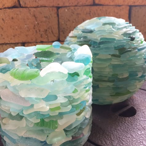 Sea Glass Display, Glass Bottle Diy Projects, Sea Glass Candle Holder, Sea Glass Diy, Drawing Wood, Sea Glass Art Diy, Sea Glass Art Projects, Beach Glass Crafts, Tools Drawing