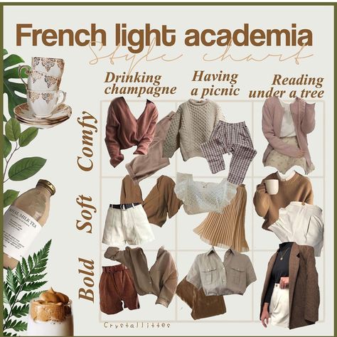 French Light Academia, Light Academia Lookbook, Academia Lookbook, Dark Academia Outfits, Style Chart, Light Academia Aesthetic, Academia Outfits, Best Winter Outfits, Parisienne Chic