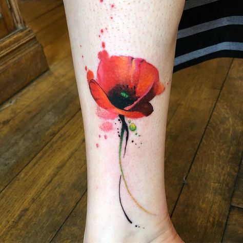 60 Beautiful Poppy Tattoo Designs and Meanings | Page 3 of 6 | TattooAdore Poppy Tattoo Meaning, Watercolor Poppy Tattoo, Red Poppy Tattoo, Poppy Flower Tattoo, Skull Rose Tattoos, Poppy Tattoo, Watercolor Tattoo Flower, Poppies Tattoo, Full Arm Tattoos