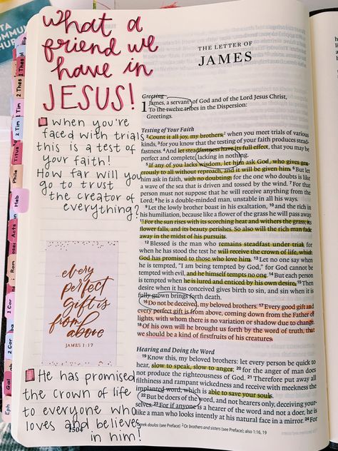 James Chapter 1 Bible Study, James Bible Study Notes, James 1 Bible Journaling, James Chapter 1, James Book, Bible Studying, Inspire Bible, Book Of James, Learn The Bible