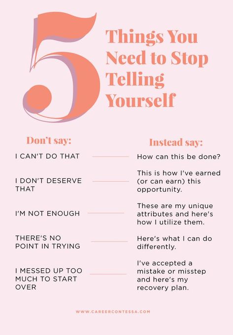 If you slow down and really listen to your self-talk, do you find it to be overwhelmingly negative? Here's how to stop negative self-talk in its tracks—and replace it with positive self-talk. Career advice for women, Best careers for women, Career tips for women Happy Thoughts Positive, Positive Self Talk, Self Affirmations, Negative Self Talk, Positive Self Affirmations, Mindset Quotes, Mental And Emotional Health, A Better Me, Self Talk