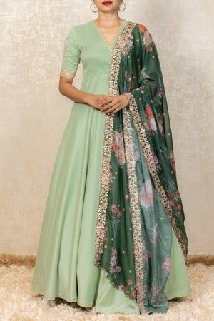 Suits - ANJU SHANKAR LABEL Saree Frocks, Plain Suits, Plazzo Suit, Frock Suit, Anarkali Designs, Green Anarkali, Long Frock Designs, Long Gown Design, Anarkali Dress Pattern