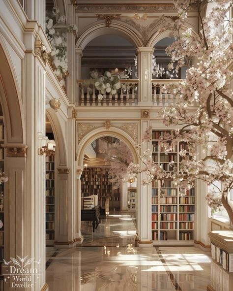 Old Style Library, House Architecture Design Exterior, Royal Library Aesthetic, Luxury Home Library Design, Acotar Instagram, Castle Library, Rh Dorm, Rich House, Royal Library