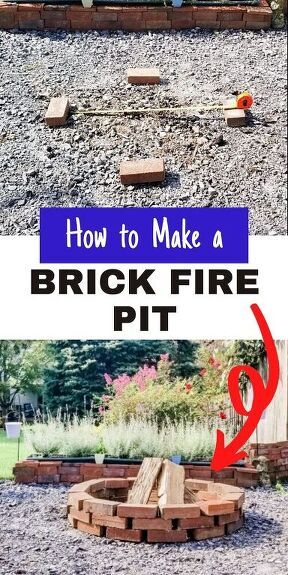 Outside Fire Pit Ideas Cheap, Brick Fire Pit Area, Fire Pit With Bricks, Brick Fire Pit Ideas, Making Bricks, Leftover Bricks Ideas Diy Projects, How To Make A Brick Fire Pit, Red Brick Fire Pit, Brick Firepits Backyard Diy