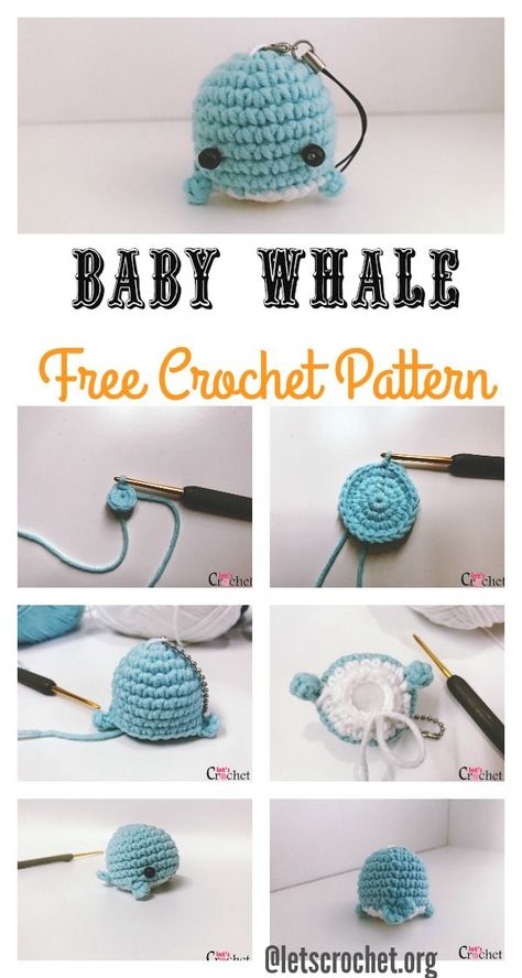 FREE Baby Whale Crochet Pattern Leftover Knitting Ideas, Crochet Amigurumi Whale, Whale Crochet Keychain, Whale Pattern Crochet, Amigurumi Whale Free Pattern, Whale Amigurumi Pattern Free, Easy Amigurumi Free Pattern Beginner, Crochet Easy Ideas, Keychain Crochet Free Pattern