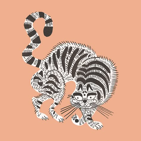 Korean Tiger, Japanese Mythical Creatures, Tiger Illustration, Tiger Art, Cat Artwork, Flash Art, Illustration Inspiration, 로고 디자인, Indian Art