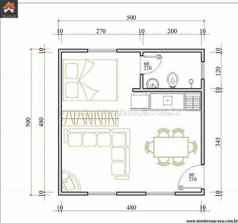 Plan Studio, Studio Apartment Floor Plans, Apartemen Studio, Tiny House Layout, Apartment Floor Plans, Studio Apartment Layout, Tiny House Floor Plans, Apartment Layout, Apartment Plans