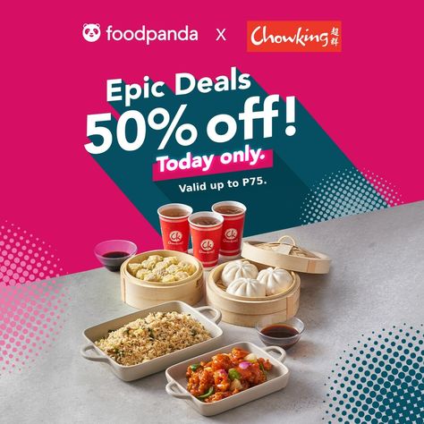 Chowking – Epic Deals: Get 50% Off via Foodpanda Food Discount Design, Food Discount, Discount Design, Tea Design, Korean Street, April 7, Mobile Device, Media Design, Social Media Design