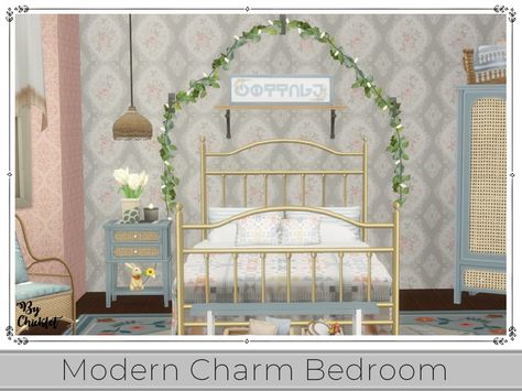 Modern Charm Bedroom - Maxis Match - The Sims 4 Catalog Modern Cottagecore, Dresser Bench, Cottage Signs, Timeless Furniture, Furniture Pieces, Maxis Match, Bench Table, Bed Mattress, The Sims 4