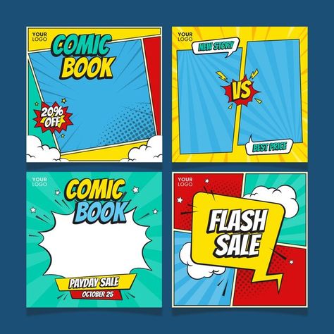 Comic Book Instagram Feed, Comic Graphic Design, Superhero Pop Art, Comic Template, Comic Superhero, Comics Logo, Super Hero Theme, Design Comics, Book Instagram