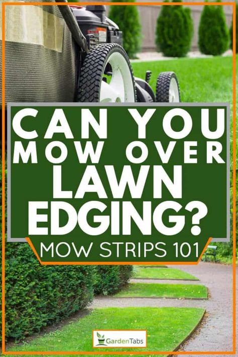 Can You Mow Over Lawn Edging? [Mow Strips 101]. Article by GardenTabs.com #garden #gardening #gardendesign #gardenideas #gardeningtips Diy Mowing Strip, Mowing Strip Lawn Edging, Mow Strip Ideas, Mowing Strip, Rock Edging, Yard Edging, Creating A Garden, Mailbox Landscaping, Flower Bed Edging