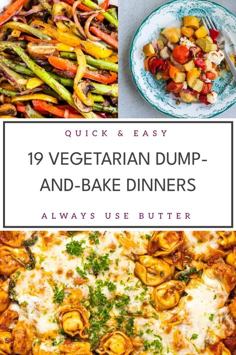 Looking for some easy vegetarian meals to save time in the kitchen? These dump-and-bake dinners are the perfect solution! Skip the hassle and enjoy delicious and nutritious easy vegetarian dinners that come together with minimal effort. From casseroles to one-pan bakes, these recipes make meal prep a breeze. Try out these no-fuss dishes for a stress-free cooking experience any night of the week. Oven Meals Vegetarian, 15 Min Vegetarian Meals, Vegitaren Dinners, Easy Family Vegetarian Dinners, Quick Recipes For Dinner Vegetarian, Family Vegetarian Dinners, Oven Dinner Recipes Vegetarian, Easy Vegetarian Main Dishes, Dump And Bake Vegetarian Casseroles