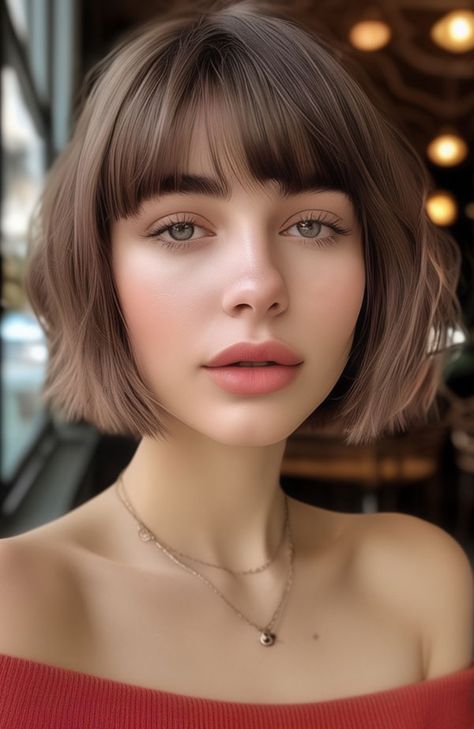 Classic French Bob with Blunt Bangs Classic French Bob, Long Bob With Fringe, Haircut Ideas Brown Hair, Dutch Side Braid, Short Hair 40, Fall Haircut, Butterfly Hairstyle, Twist Box Braids, Ideas Haircut