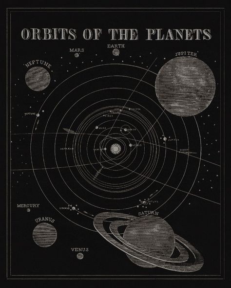 Orbits Of The Planets, Vintage Astronomy Prints, Vintage Astronomy, Astronomy Art, 타이포그래피 포스터 디자인, Poster Room, The Planets, The Solar System, Picture Collage Wall